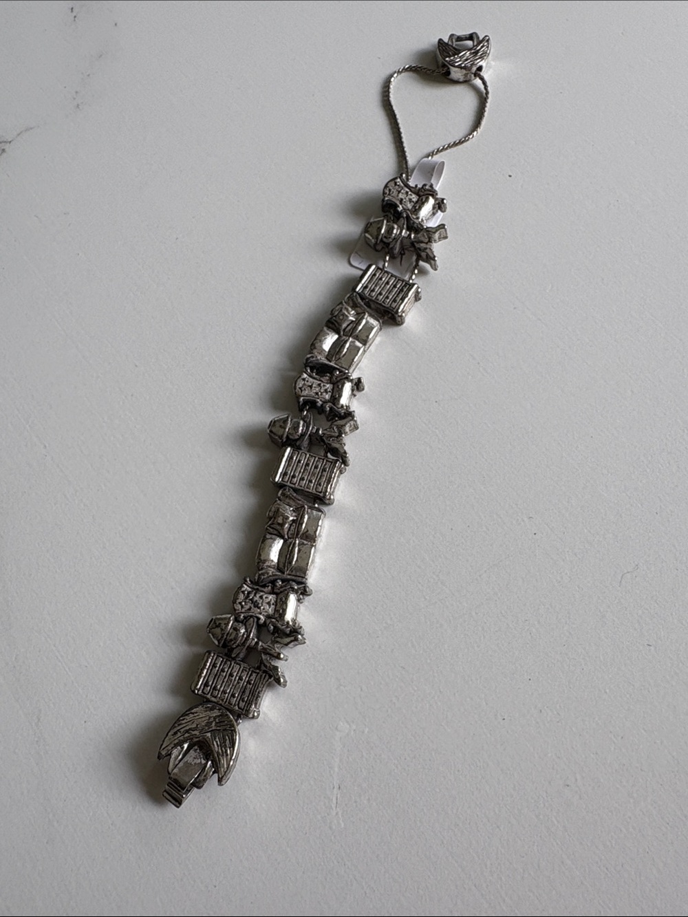 Silver Toned Charm Link Bracelet - Women's Jewelry